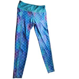CVG Mermaid Scale Print Leggings Medium Squat Turquoise fitness exercise